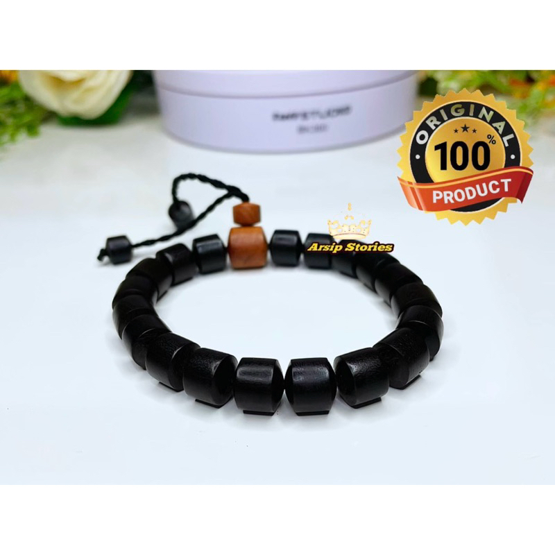 gelang kayu stigi dan galih kelor model tabung tali rajut