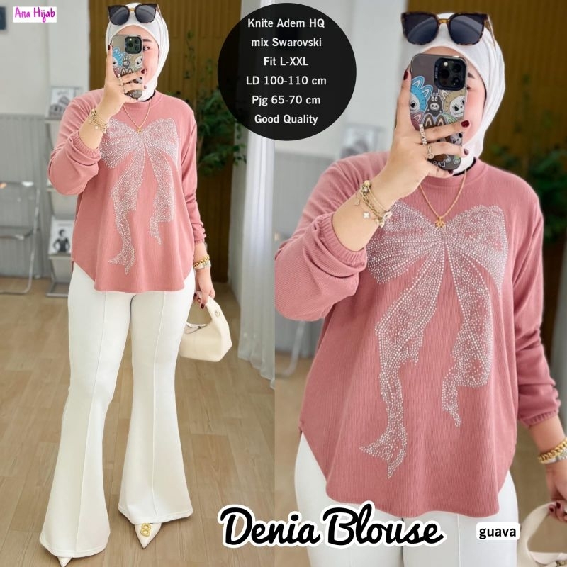 ATASAN BLOUSE WANITA/DENIA/BAJU BLOUSE WANITA KNIT HQ JUMBO LD 110 CM FIT XXL