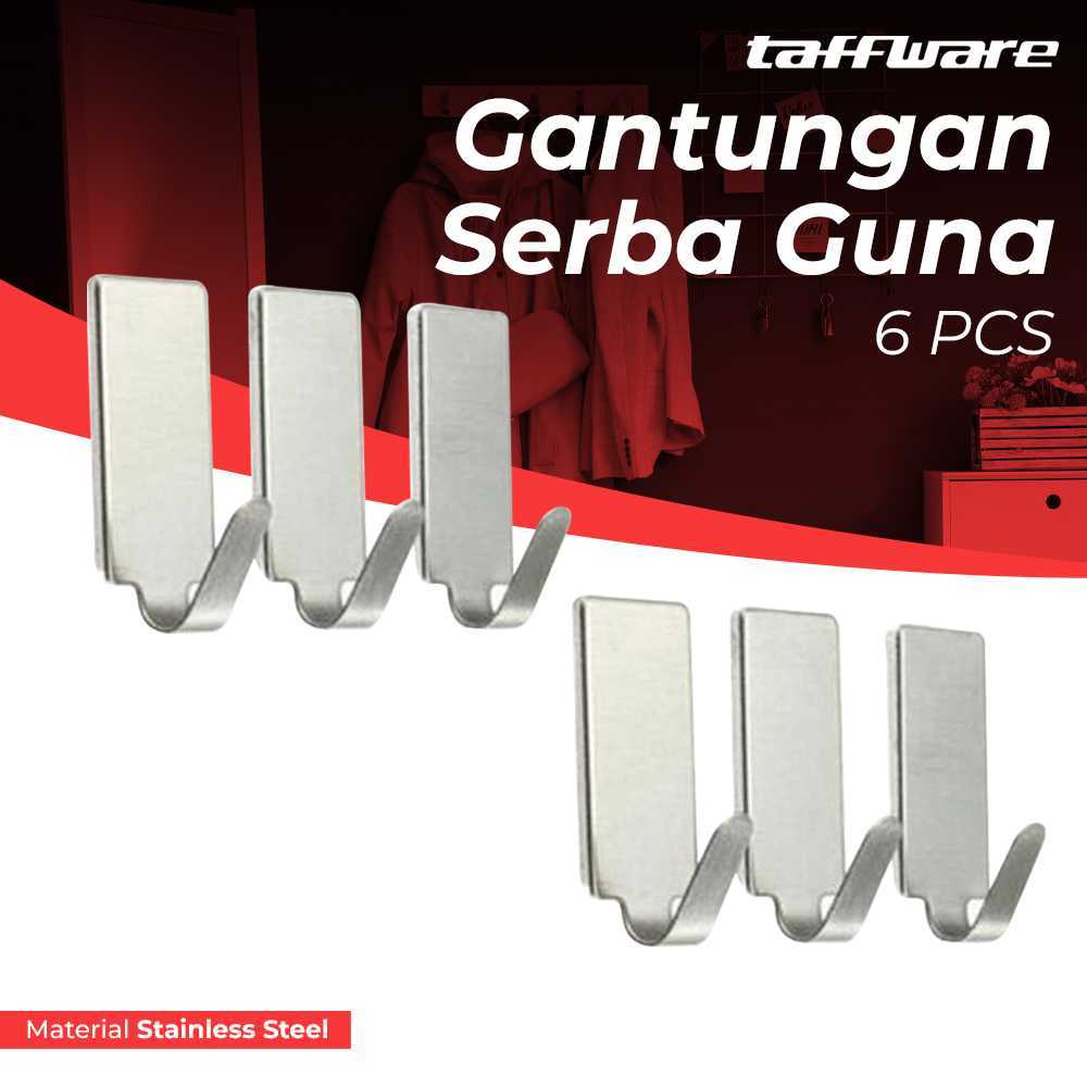 Gantungan Dinding Serba Guna Cantolan Baju Kaos Handuk Adhesive  Warna Abu-Abu Isi 6 pcs