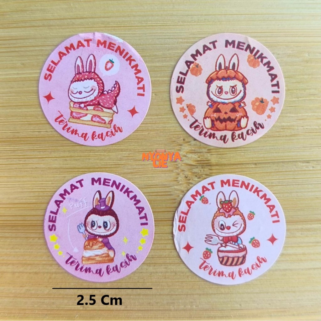 

TQ060 2.5 Cm Sticker Label Tempel Thank You LABUBU Kemasan Hampers Nyonya Lie