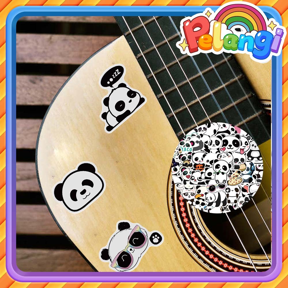 1 set 50Pcs Stiker Kartun Panda Anti Air Tahan Lama Stiker Emoji Kucing Untuk tas sekolah Koper Boto