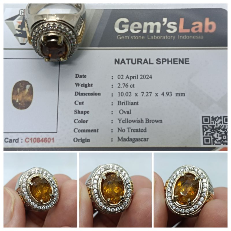 Natural Brown Sphene Madagaskar 2,7ct Top Kristal memo GLI