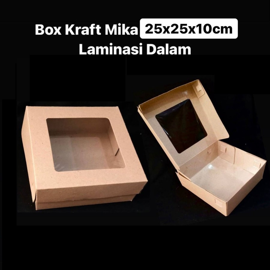 

( 5 pcs ) Kardus Mika Coklat Polos Hampers Lapis Legit Box Kotak 25x25x10 cm Packaging Kado Souvenir