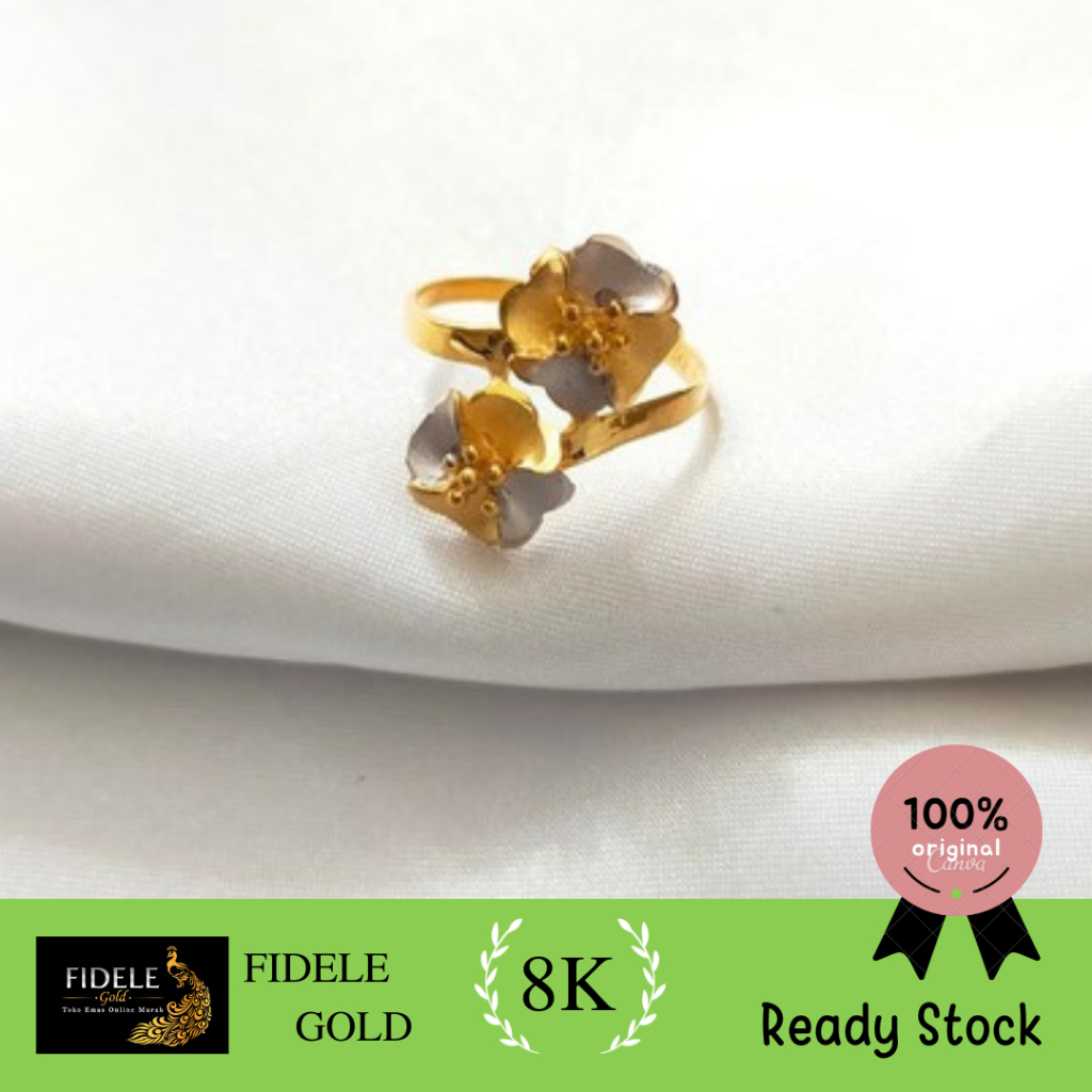 Cincin wanita model Kendari Bunga Variasi emas asli toko surabaya