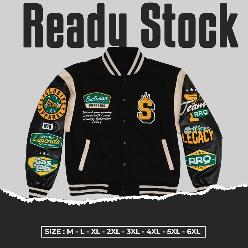JAKET VARSITY RRQ X SUKRO TERBARU 2024 SEASON 14 VARSITY BASEBALL RRQ LEGACY