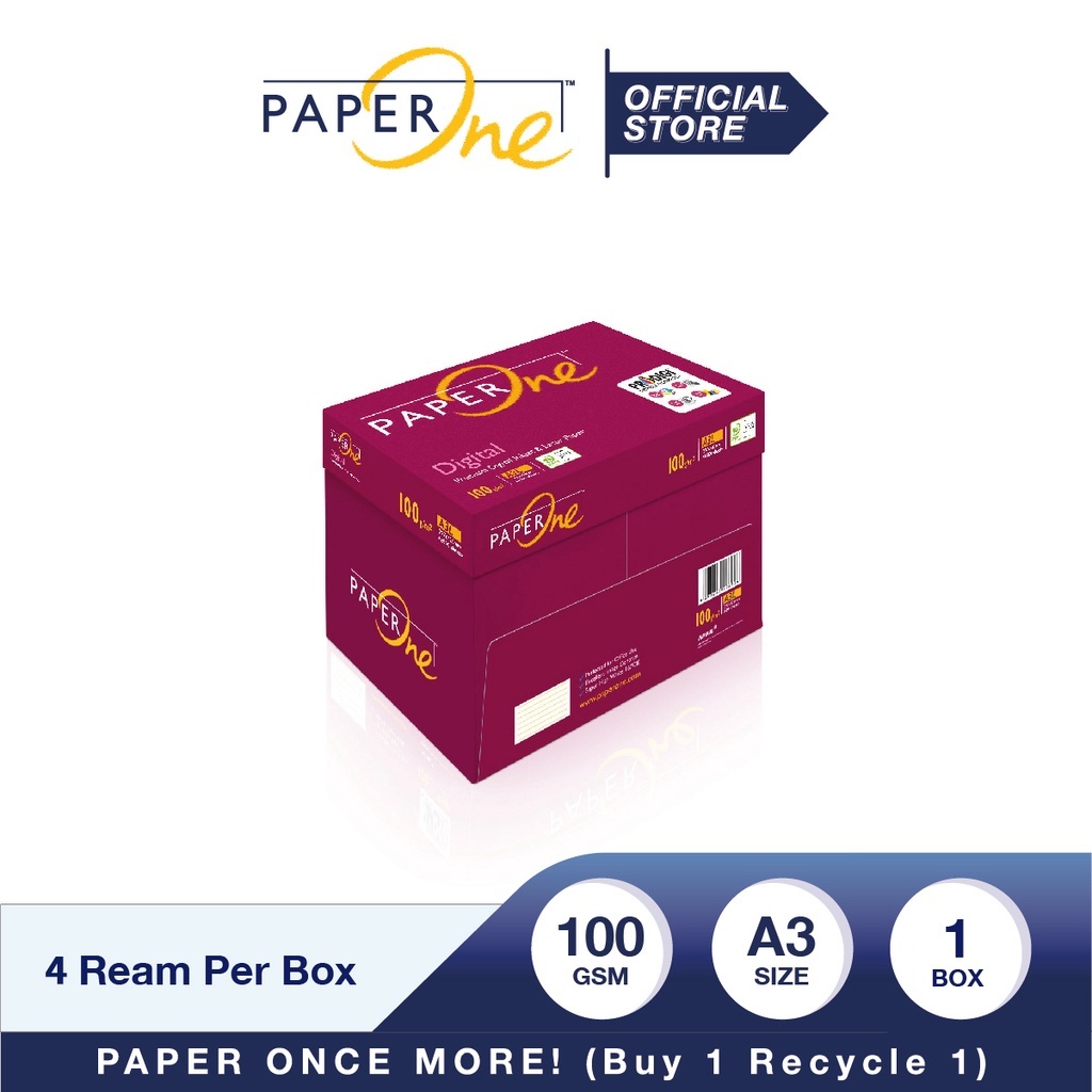 

PaperOne Kertas A3 100gr Digital 1 Box (2000 lembar) Kertas HVS A3 Kertas Fotocopy