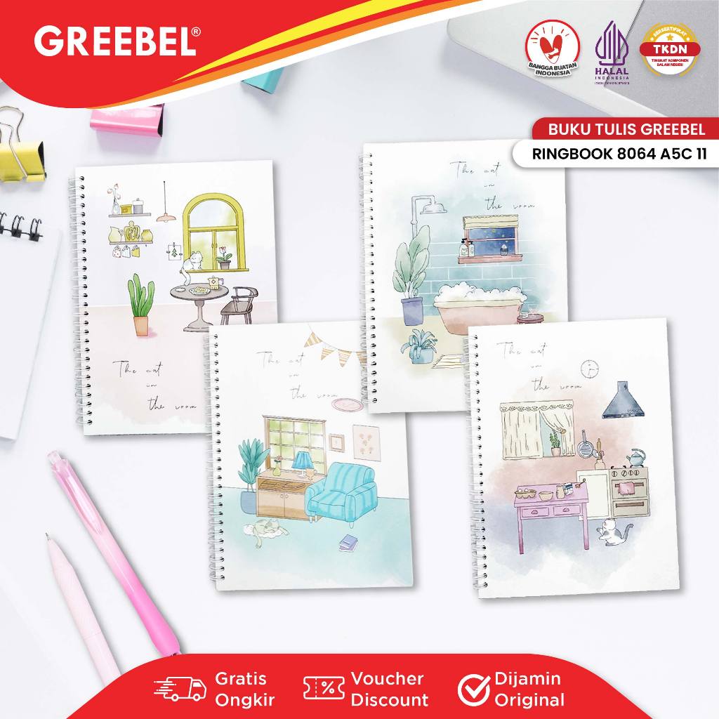 

GREEBEL RING BOOK 8064 A5C 11/Agenda/Planner Lucu unik/Buku Catatan Spiral Ring book 64 halaman