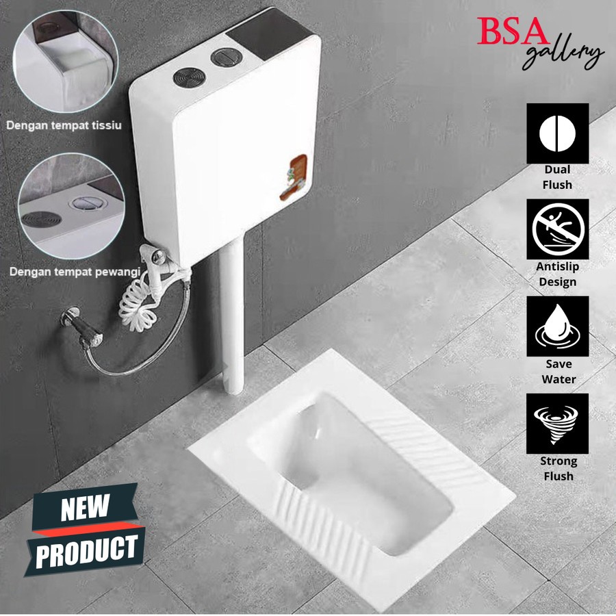 KLOSET JONGKOK OTOMATIS FLUSH MR.TAO CLOSET + WATERTANK - TANGKI BIASA, INSTANT