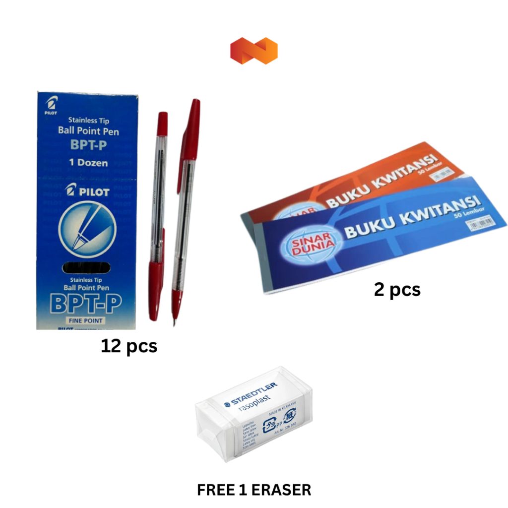 

Bundling Ballpoint Pilot Merah dan Buku Kwitansi