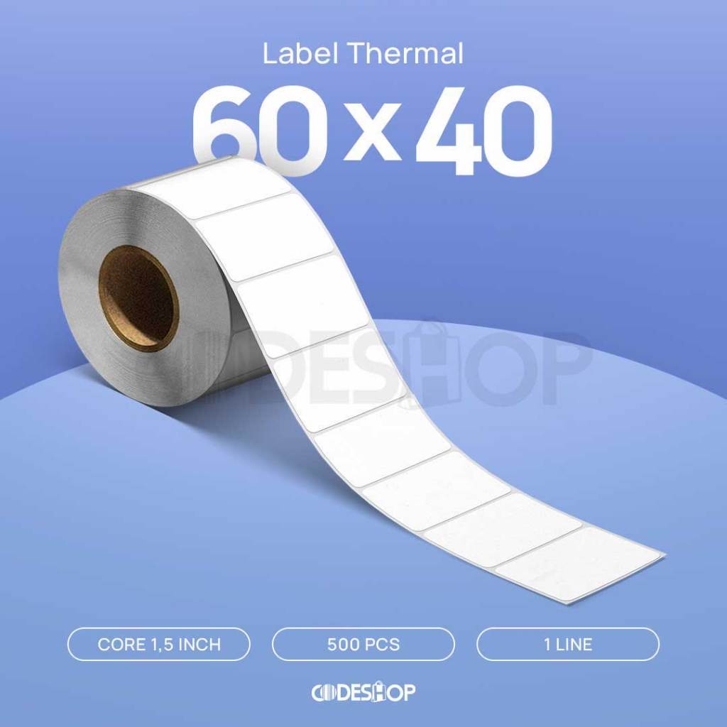 

Stiker Label Thermal 60x40 mm Codeshop 1 Line Core 1,5 Inch Isi 500 Pcs Timbangan Digital Digi Printer Barcode Buah Sayur Barang Termal