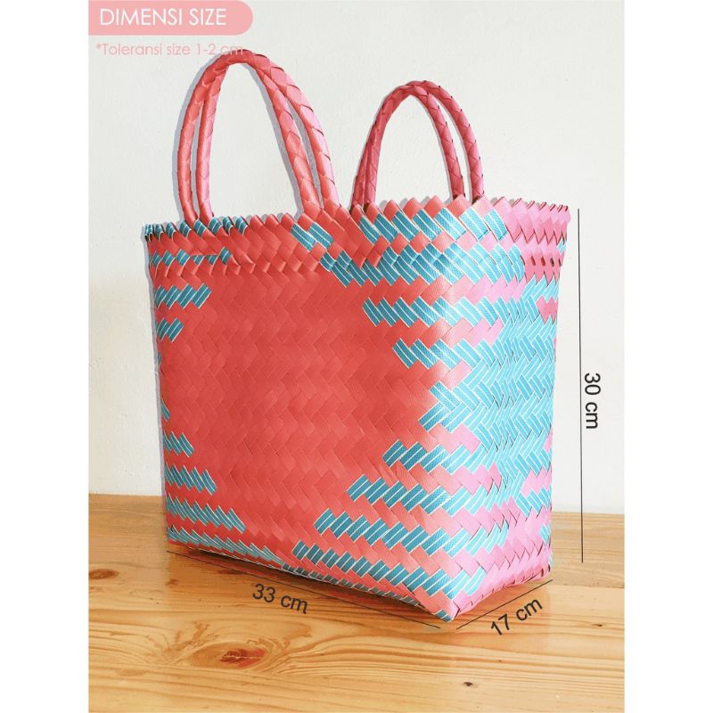Tas Anyaman Plastik Kecil Tas Pasar Kantong Belanja Keranjang