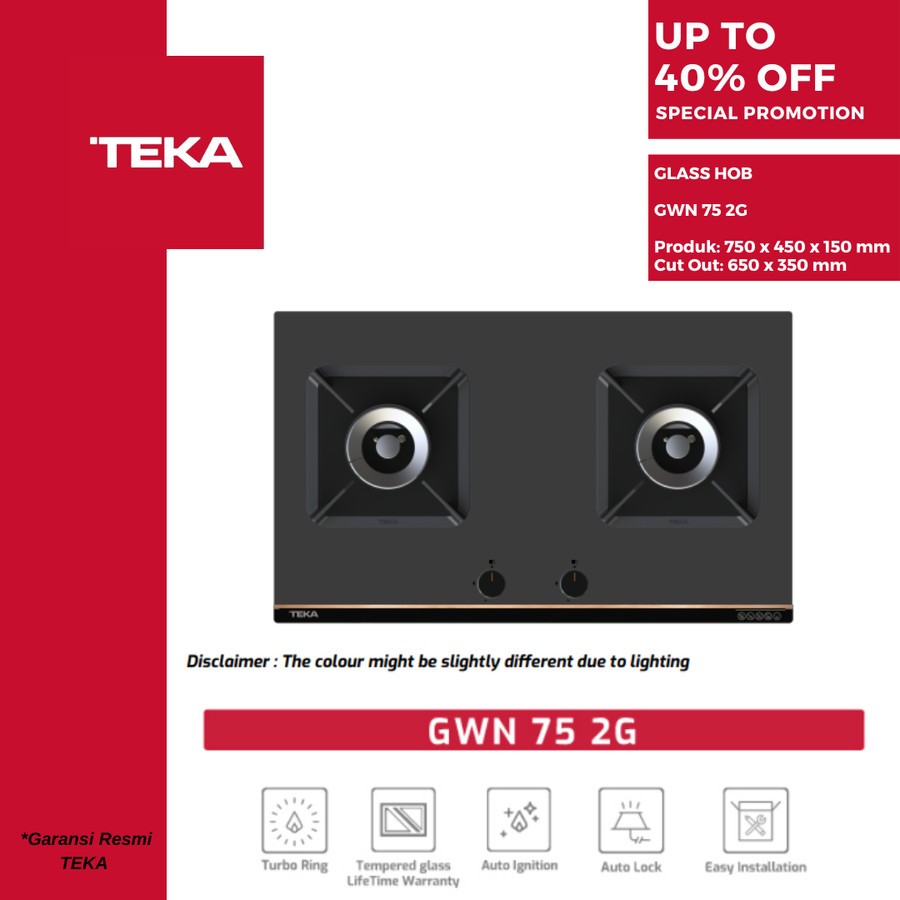 Kompor Tanam Teka 2 Tungku GWN 75 2G / Kompor Tanam 2 Tungku Teka