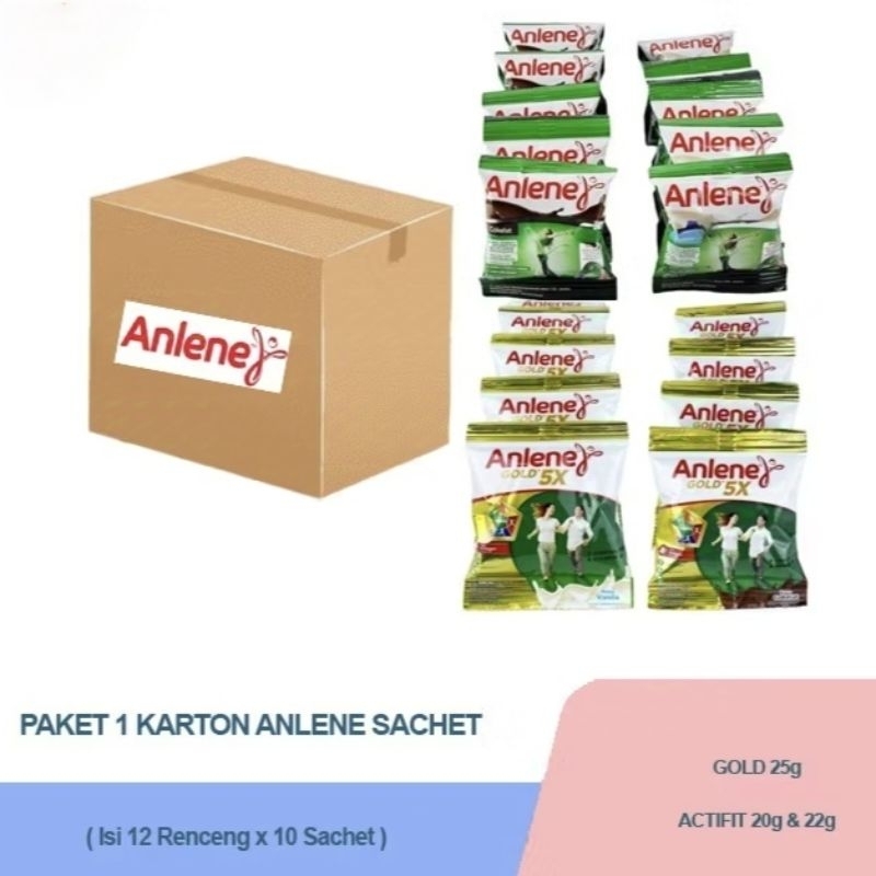 

[1 karton isi 120 sachet] Anlene susu bubuk tinggi kalsium untuk tulang