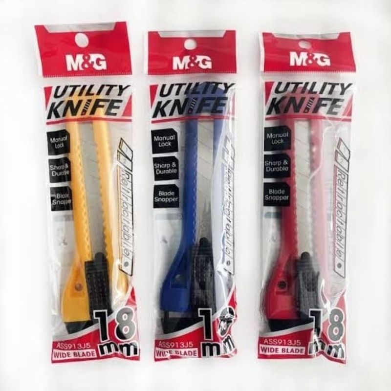 

PISAU CUTTER M&G AUTO LOCK UTILITY KNIFE CUTTER 18mm PAPER CUTTER ASS913J5