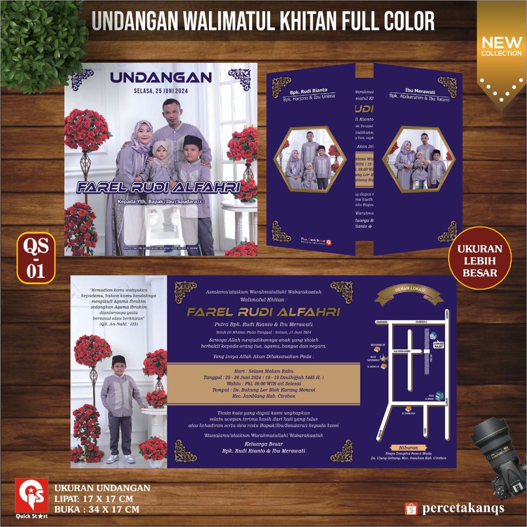 Undangan Walimatul Khitan Full Color Custom Foto