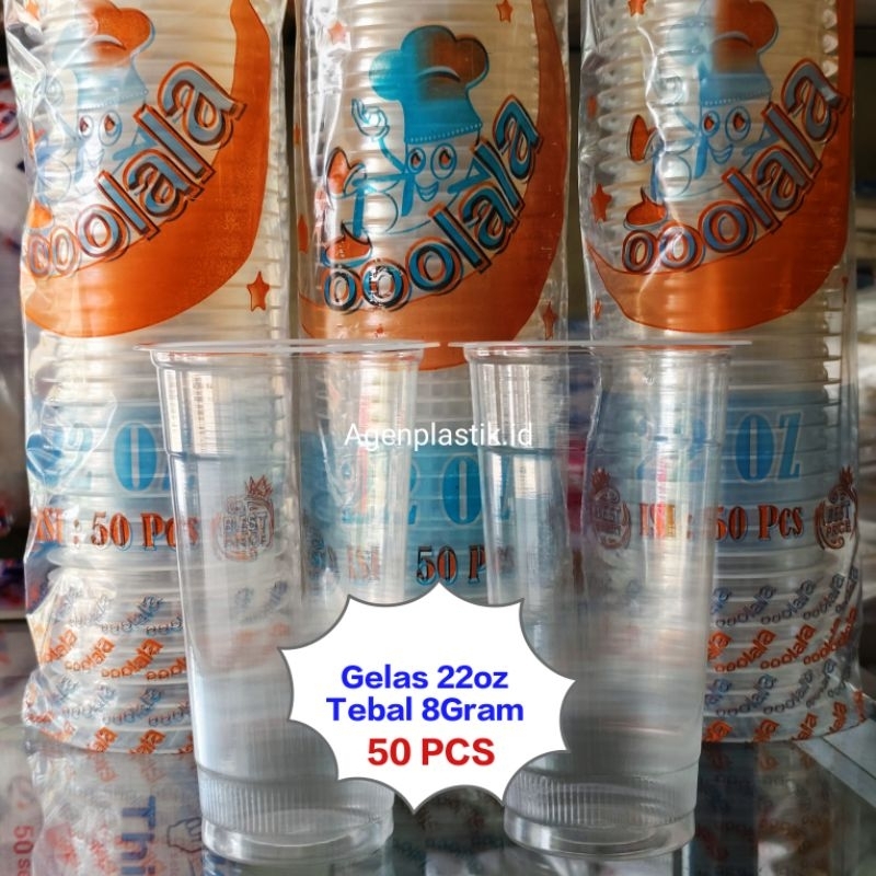 CUP 22 oz Gelas Bening 22oz isi 50 Tebal 8GR Olala