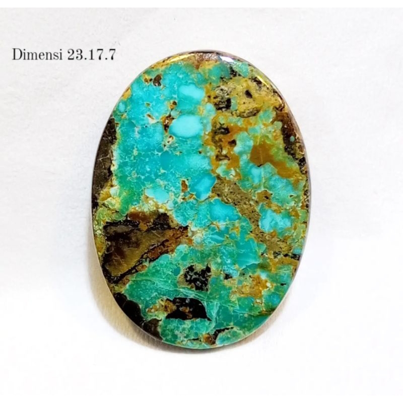 Batu Pirus Persia Biru Toska Serat Emas