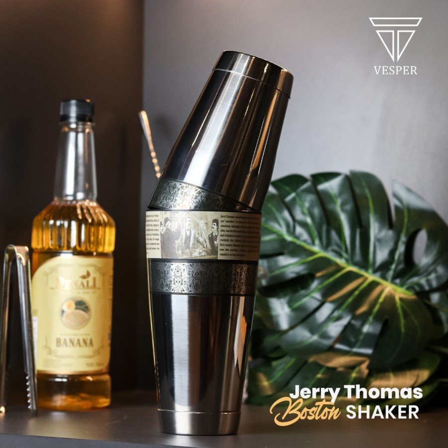 Promo Jerry Thomas Boston Shaker Collection Vintage Special Edition Stainless Steel Cocktail Bar