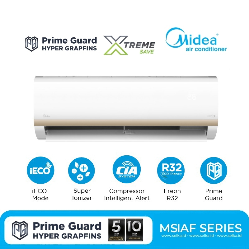MIDEA AC MSIAF-05CRDN2X 1/2 PK INVERTER SUPER LOW WATT MIDEA AC 0.5PK LOW WATT (hanya indoor & outdo