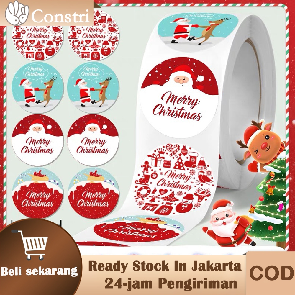 

500pcs Stiker Selamat Natal Tema Natal Segel Label Stiker Untuk DIY Hadiah Kue Paket Amplop Alat Tulis Dekorasi