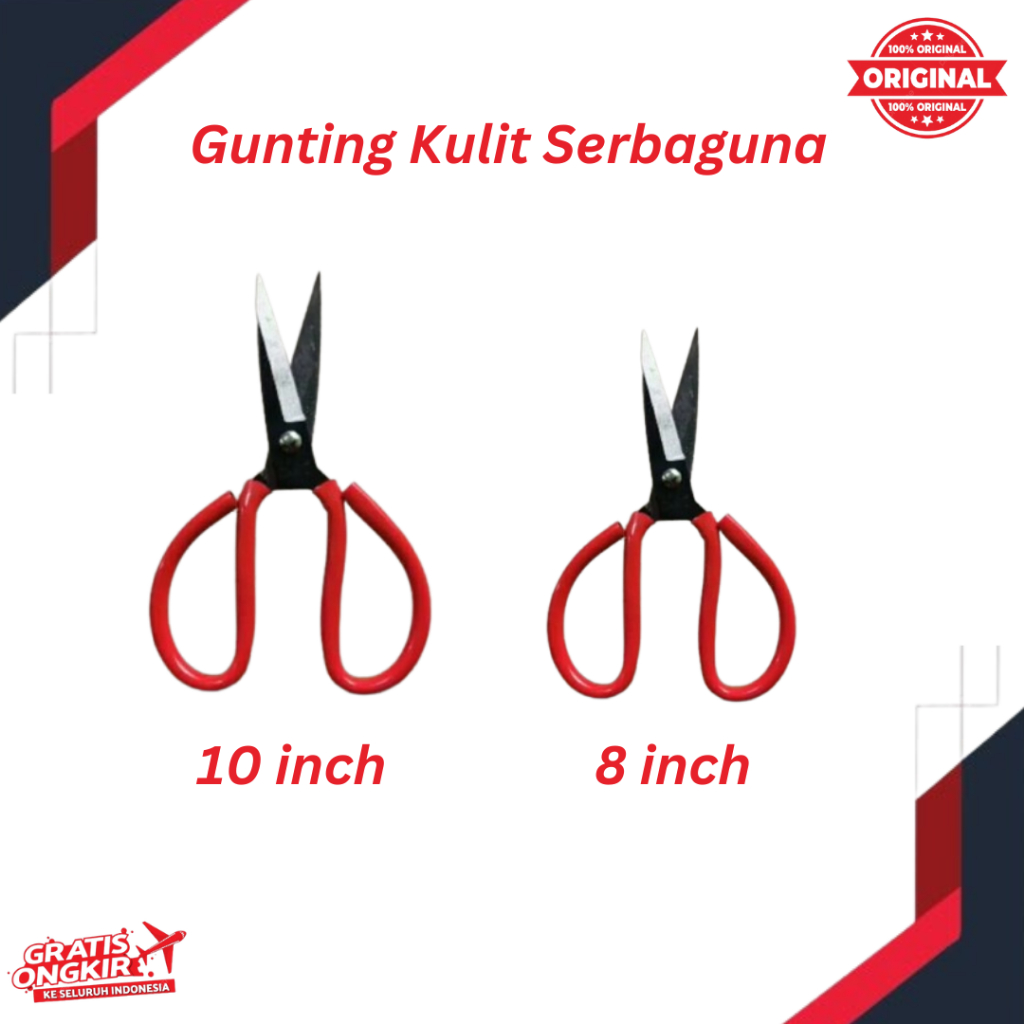 

GUNTING KULIT SUPER TAJAM SERBA GUNA 8inc 10inch GUNTING KULIT MERAH KAIN BAJU TALI