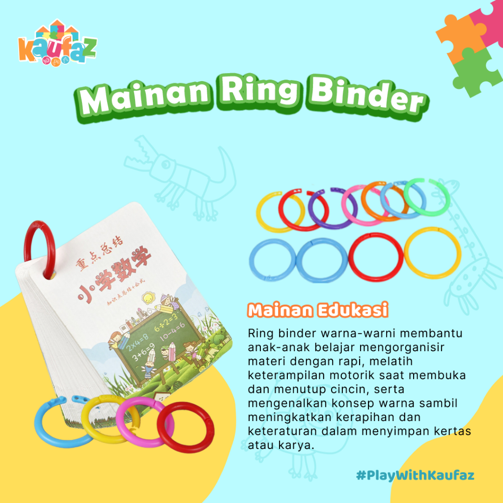 

KAUFAZ 5pcs Ring Binder / Ring Binder Warna Warni / Ring Buka Tutup 3,5cm