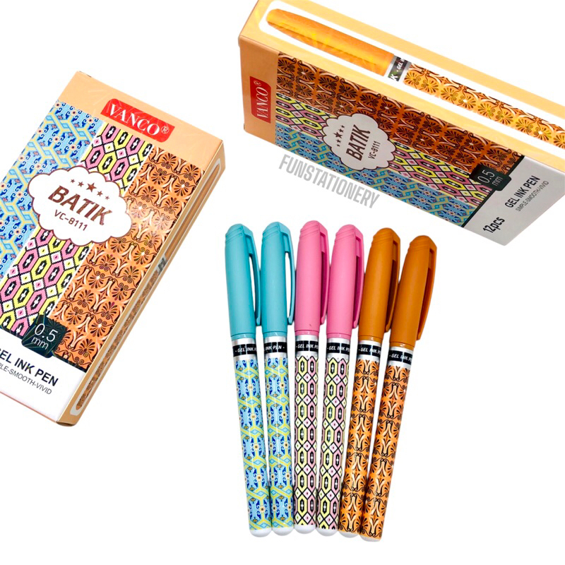 

(12 PCS) PULPEN GEL IPEN VC-8111 BATIK VANCO (0.5mm) / BALL PEN / PENA