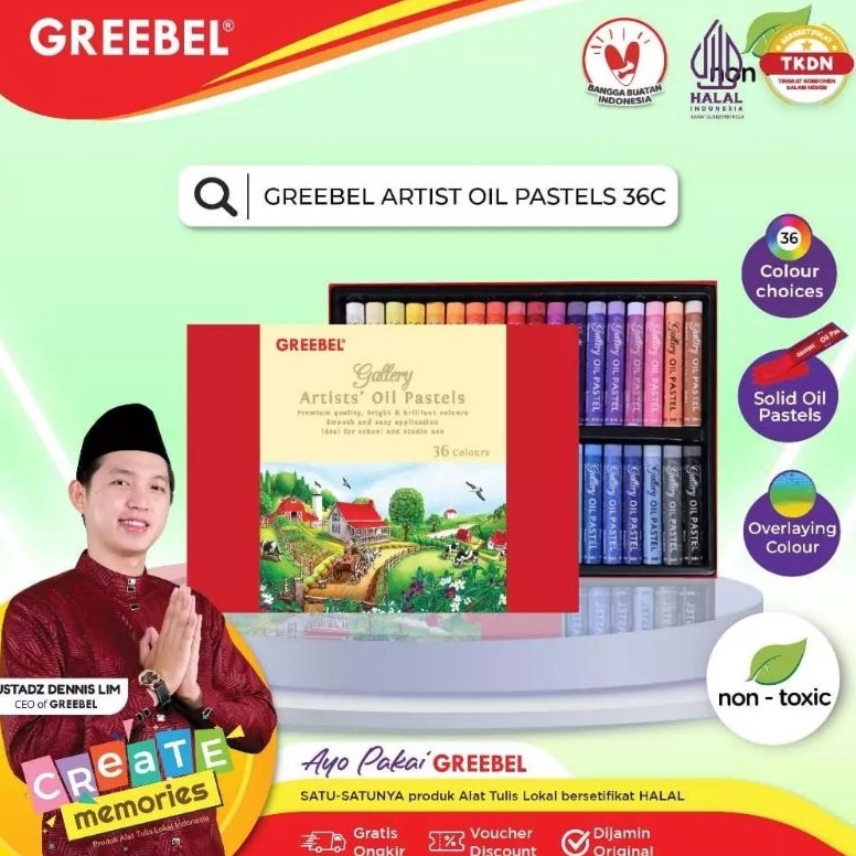 

KODE Y1Q Greebel Artist Oil Pastel Crayon 36C Crayon Greebel 36 warna