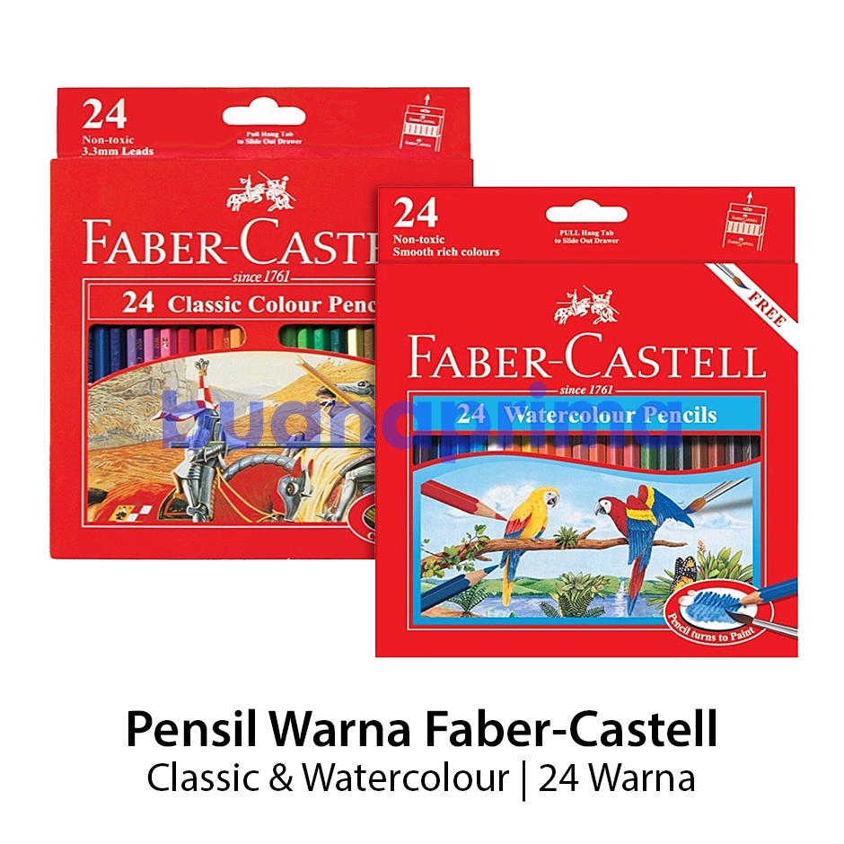 

KODE Q87K Pensil Warna Faber Castell 24 Warna Panjang Classic Waterlour Klasik Colour Pencil Color