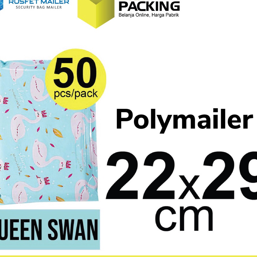 

Terlaris Polymailer 22cm x 29cm Polimailer Amplop Plastik Packing RUSFET Motif Swan PACK