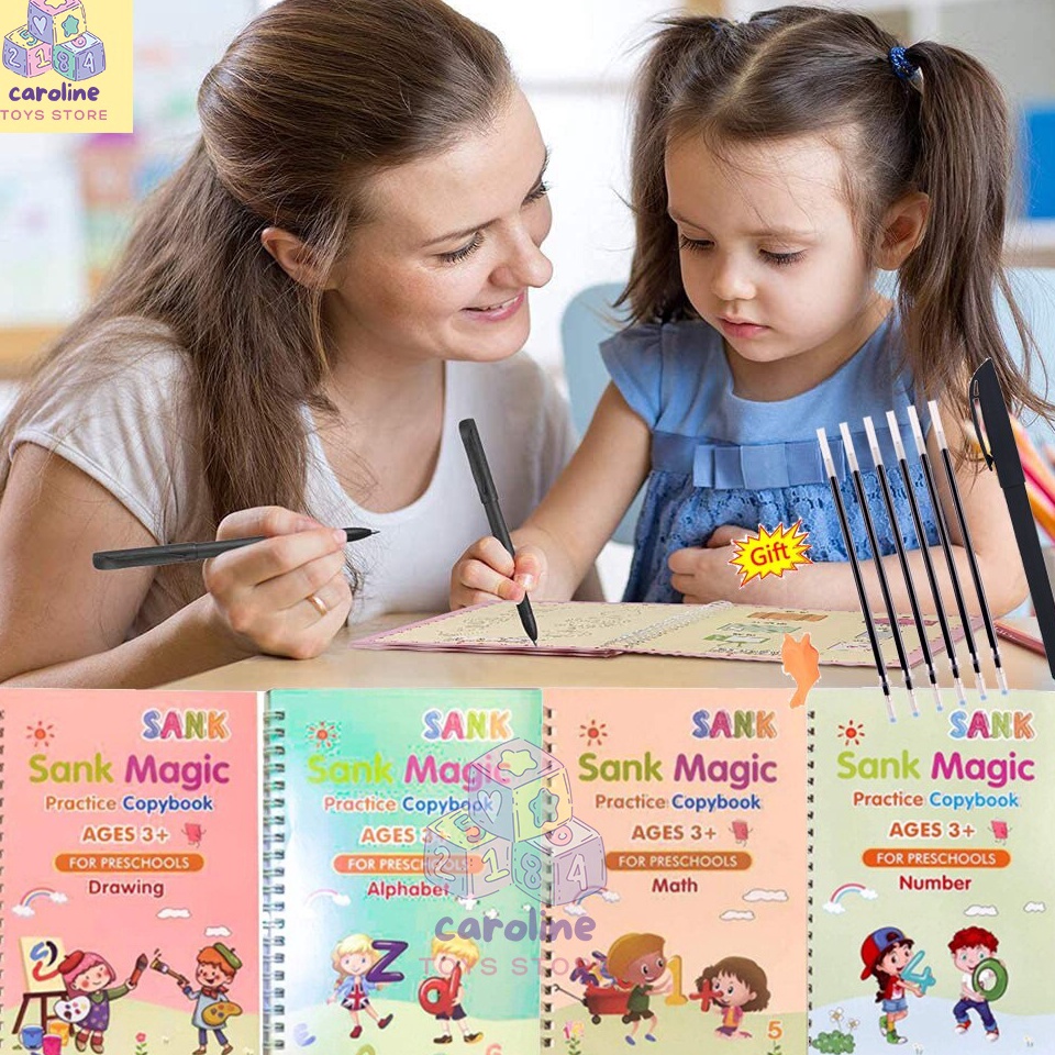 

Super Stok Buku SANK Magic Buku Belajar Tulis Hitung Gambar 1 Set Isi 4 Buku Pulpen Refill