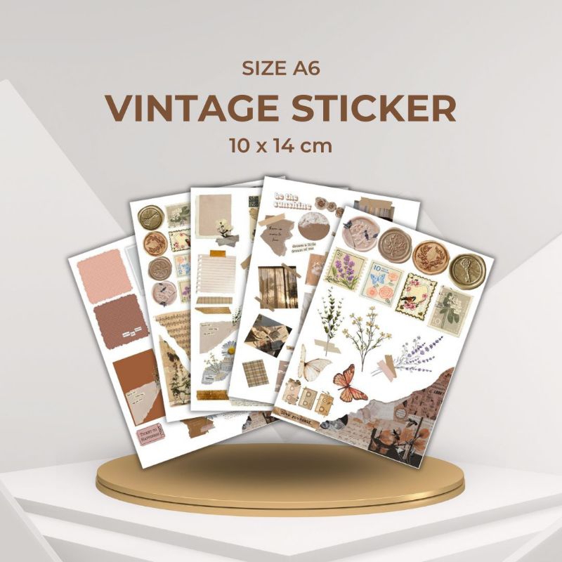 

Stiker Aesthetic New Vintage Series Stiker Aesthetic Deco Planner Album Scrapbook Journal Freebies Notes DIY Sticker Size Medium A6 10 x 14 cm Kertas Paper Sticker Glossy