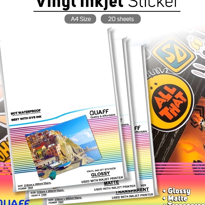 

FG2 Kes Sticker Vinyl Inkjet Anti Air 2 lembarpack ukuran A4 White glossy PP Matte Glossy Matte Transparent