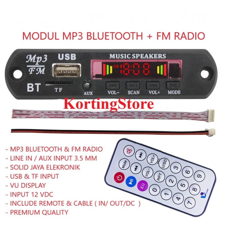 Modul Mp3 Player Bluetooth KIT Tape Mobil Wireless USB FM Radio TF AUX