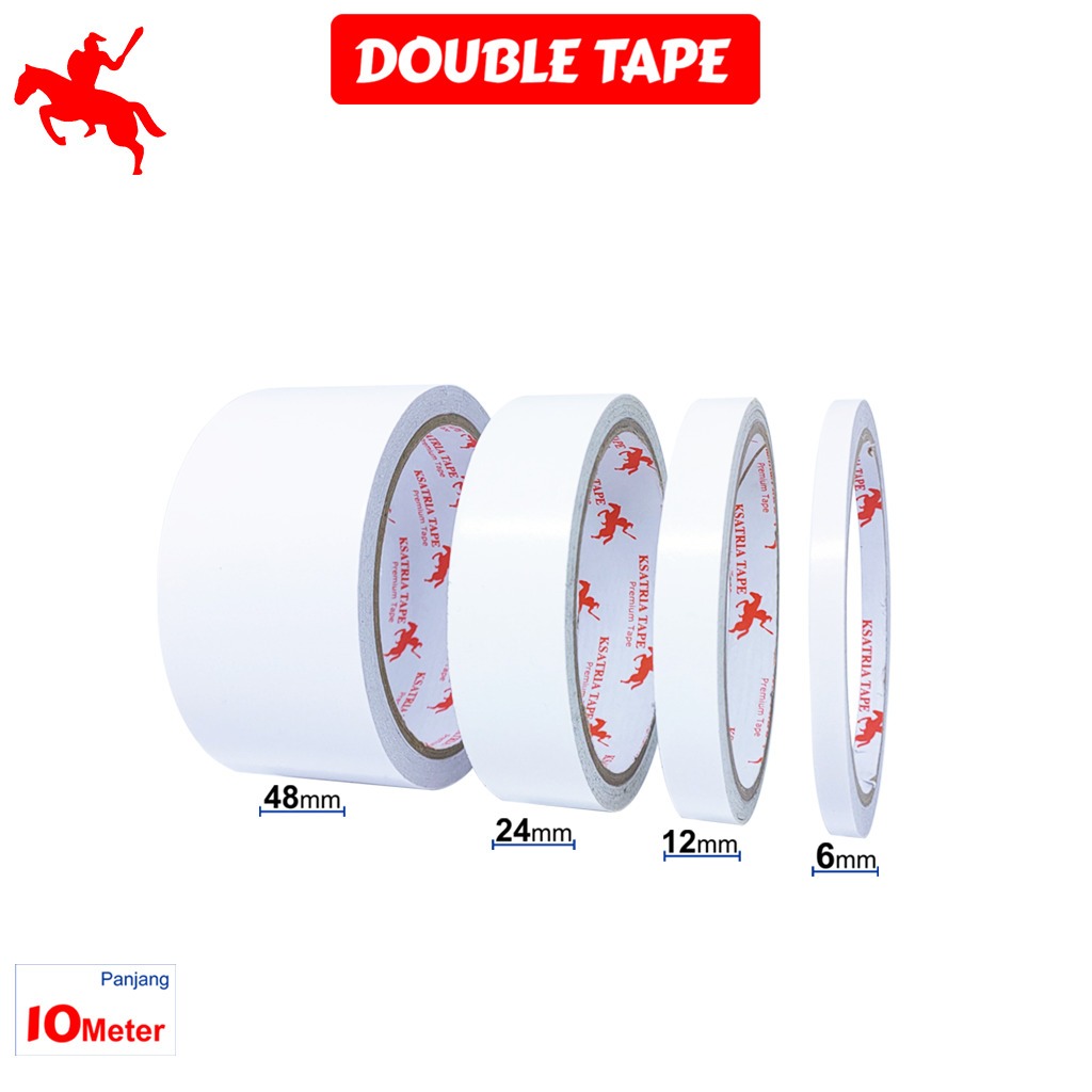 

[TERMURAH] Double Tape Super Kuat KSATRIA Tape Double Tape 6 - 12 - 24 - 48 mm X 10m -Pcs