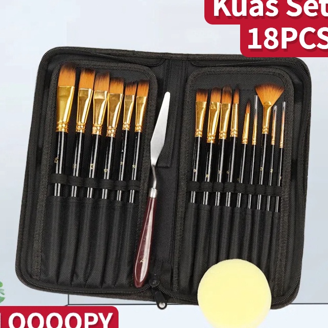 

Best Price LOOOOPY Art Brush Set Kuas Lukis BRS12 SET Kuas Alat Lukis Set Lengkap Mixing
