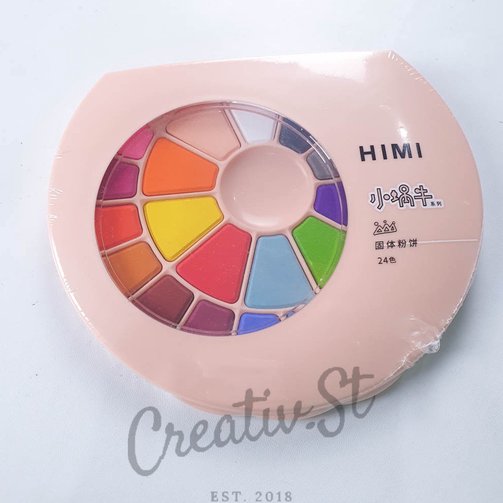 

KODE C73P Himi Watercolor Cake 24 Color Brush Cat Air Warna Kemasan Pastel