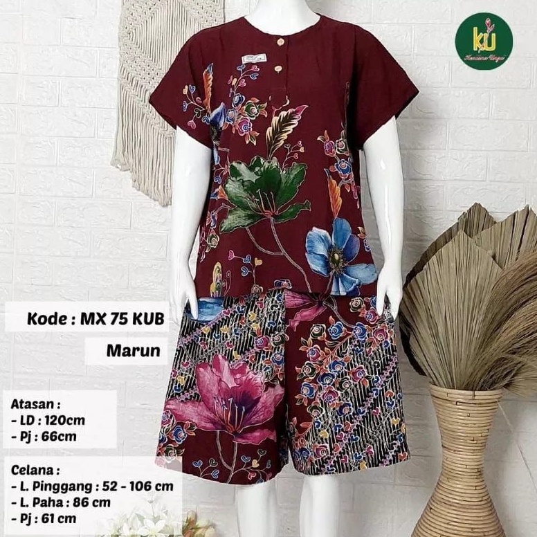 KODE J16J STELAN MAX 75 BABY DOLL KENCANA UNGU LABEL BIRUSTELAN KULOT BATIK KENCANA UNGU WANITA MOTI
