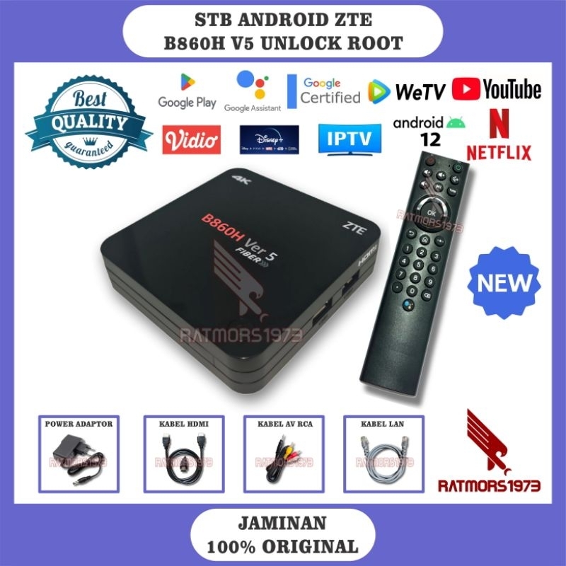 STB Android Smart TV Box B86OH V5 4K Hybrid OS 12 UPDATE ATV TERBARU 2025 Unlock Root Plug and Play