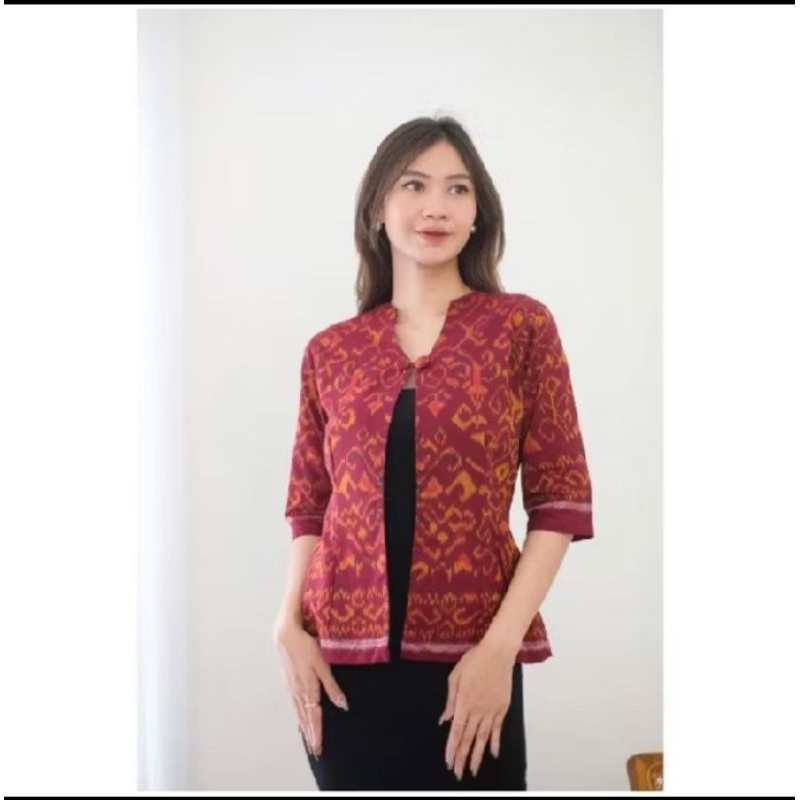 blazer tenun Endek kantor / atasan wanita / Seragam kantor / baju pesta / baju lebaran / baju couple