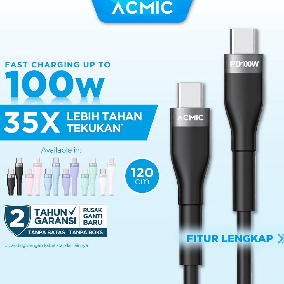 Sudah READY ACMIC UNILINE Cable Original Kabel Data Fast Charging Type C to Type C 1 Watt