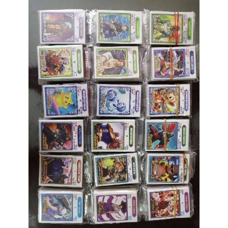 12 bks Gambar kwartet DG Mainan kartu karakter viral anak anak rencengan boboboy/naruto/pokemon/one 