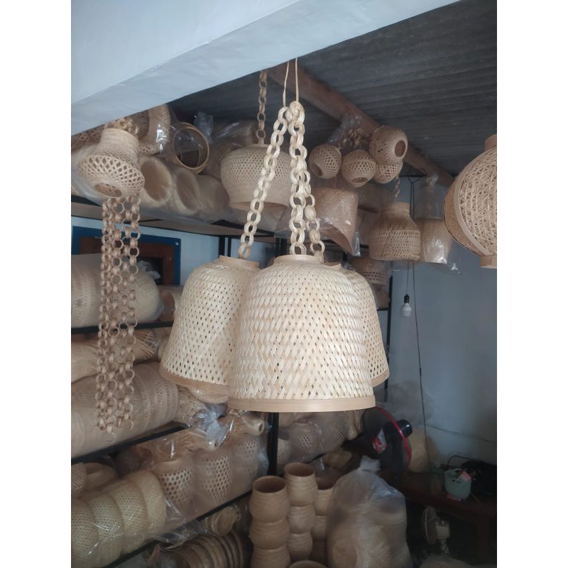 Hiasan Kap Lampu Bambu | Kap Lampu Gantung | Lampu Hias | Lampu unik | Lampion | Lampu Unik | Anyama