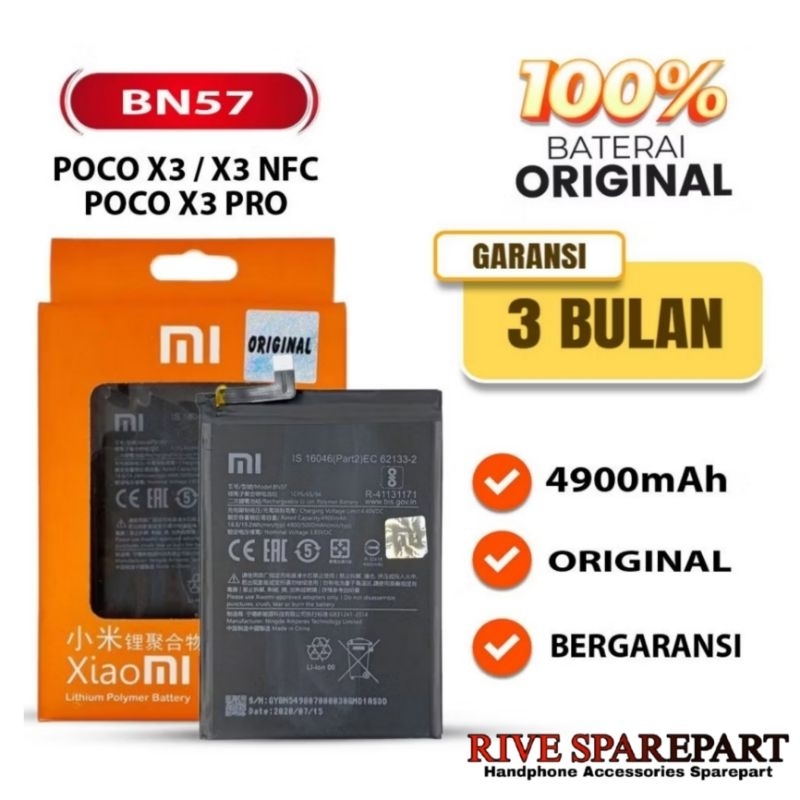 BATERAI BATRE BATRAI BATTERY POCO X3 / POCO X3 NFC / POCO X3 PRO BN57 ORIGINAL