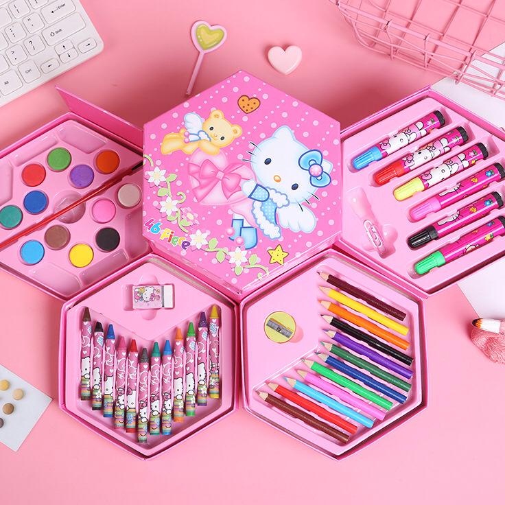 

New Promote JUALLARISIDCrayon set 46pcs 4in1 pensil cat warna alat seni pensil cat menggambar melukis