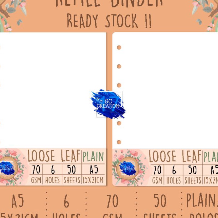 

KP8 Isi Binder Polos Refill Binder Plain A5 6 Ring