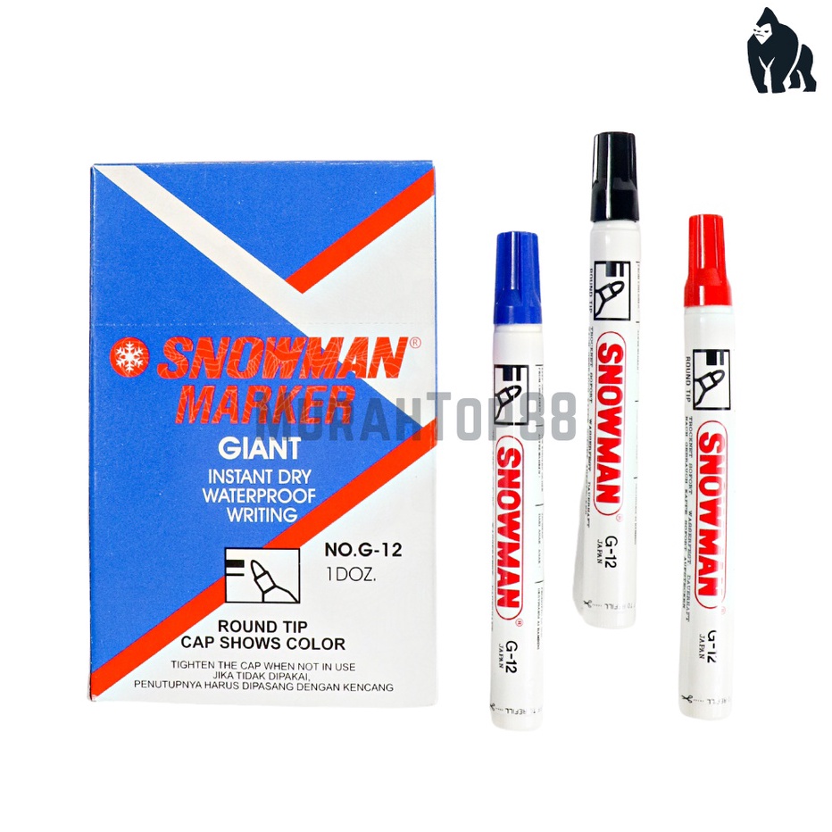 

SPECIAL PROMO Snowman Permanent Marker G12 Spidol Permanen Tidak Bisa Dihapus Hitam Merah Biru 1 Original PER PCS