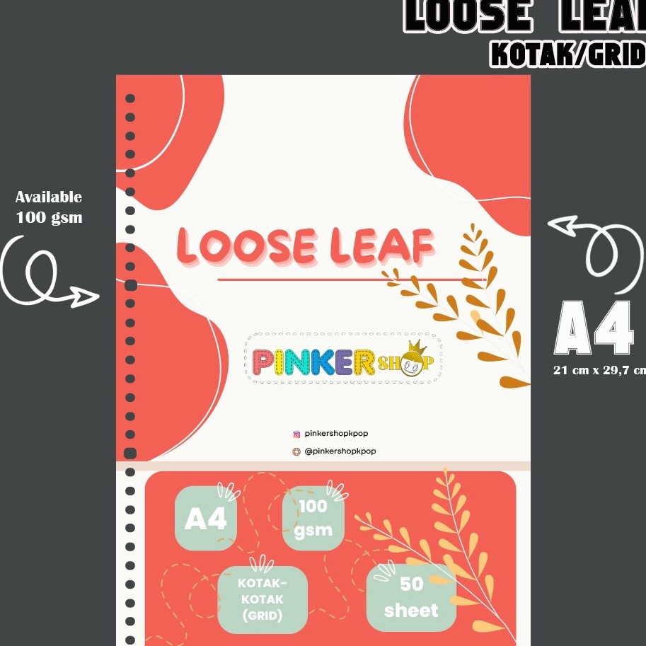 

HJ6 A4 Loose leaf HVS 1gsm GRID kotakkotak by pinkershop