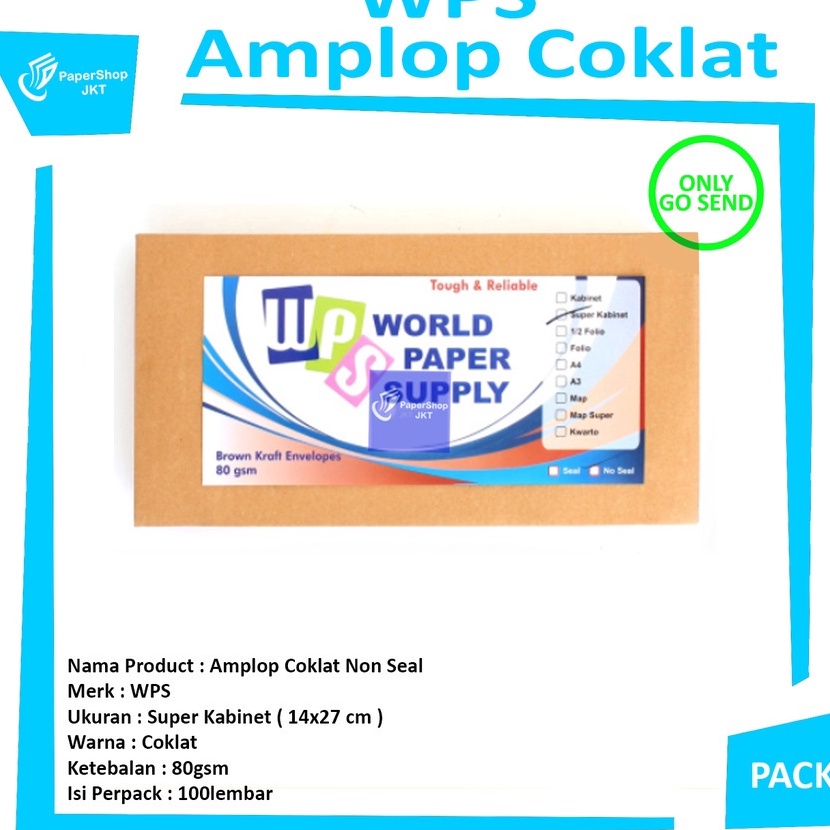 

Cepat WPS Amplop Coklat Ukuran Kabinet 14 x27 cm 1 Lembar Pack