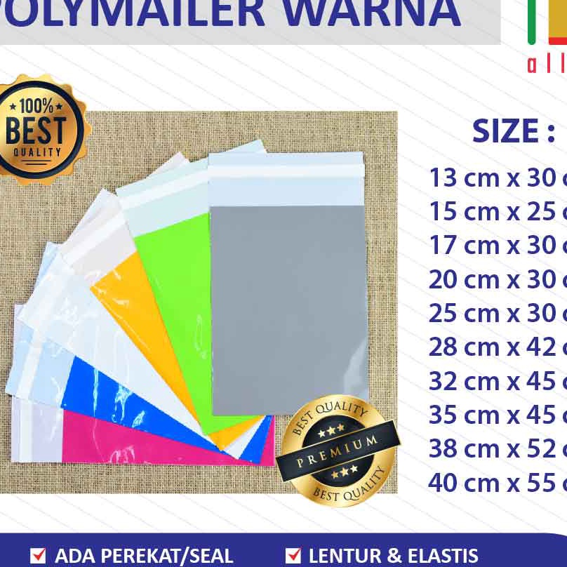 

Kilat Polymailer kantong kemasan amplop plastik tebal 13X3 WARNA PREMIUM 1 PCS GLOSSY mewah elegan